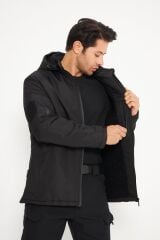 Taktikal Kürklü Mont Siyah