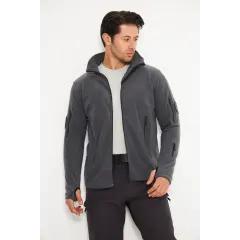 Tactical Outdoor Taktik Hırka Dik Yaka Polar Fermuarlı Polar Antrasit
