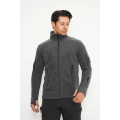 Tactical Outdoor Taktik Hırka Dik Yaka Polar Fermuarlı Polar Antrasit