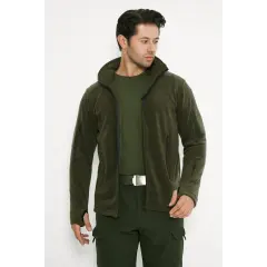 Tactical Outdoor Taktik Hırka Dik Yaka Polar Fermuarlı Polar Haki