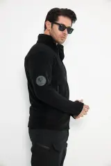 Tactical Outdoor Taktik Hırka Dik Yaka Polar Fermuarlı Polar Siyah